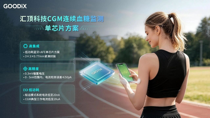 汇顶科技发布CGM连续血糖监测单芯片方案GR511x